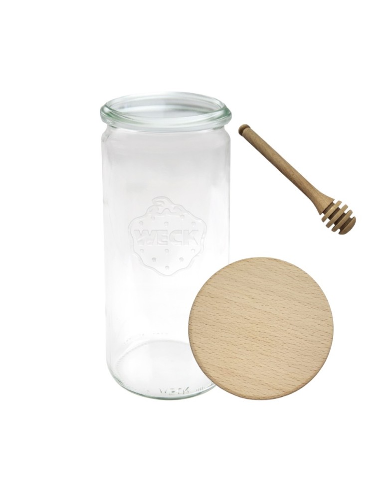 Słoiki i butelki - Słoiki WECK / drewniane wieko, nabierak słoik 1040ml 1l CYLINDER - product MODO24.PL 22