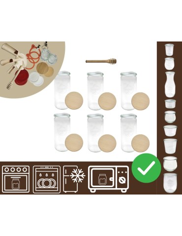 Słoiki i butelki - Słoiki WECK 6szt/ drewniane wieko, nabierak słoik 1040ml 1l CYLINDER - product 20