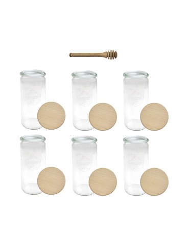 Słoiki i butelki - Słoiki WECK 6szt/ drewniane wieko, nabierak słoik 1040ml 1l CYLINDER - product 22