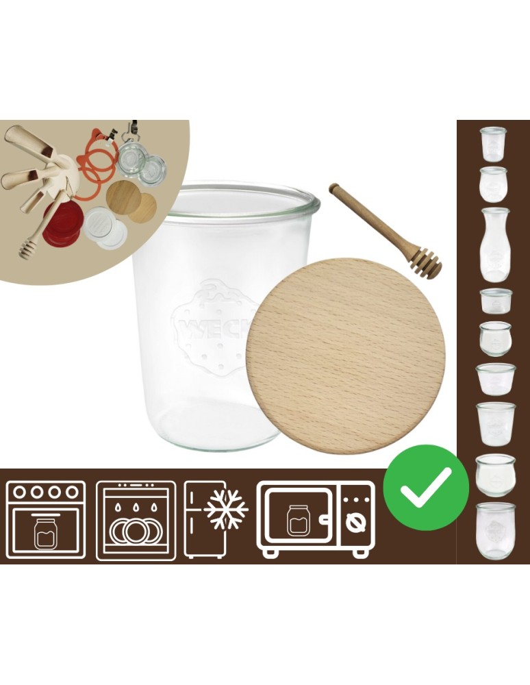 Słoiki i butelki - Słoiki WECK / drewniane wieko, nabierak słoik 850ml MOLD - product MODO24.PL 20