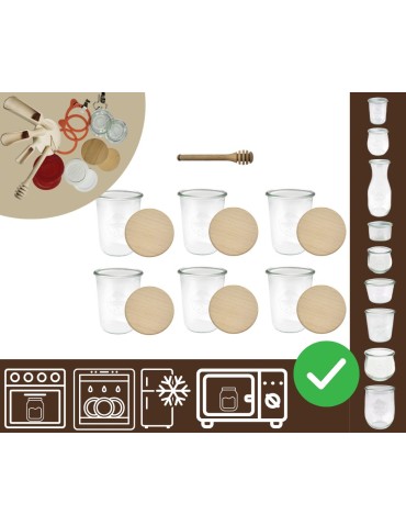 Słoiki i butelki - Słoiki WECK 6szt/ drewniane wieko, nabierak słoik 850ml MOLD - product 20