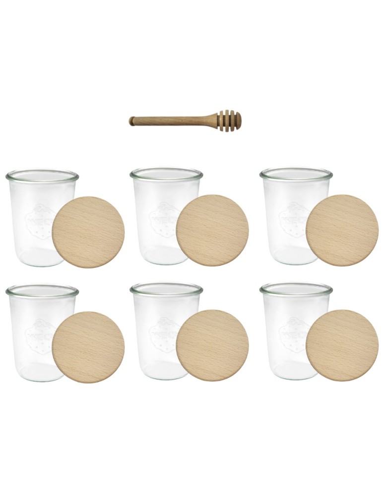 Słoiki i butelki - Słoiki WECK 6szt/ drewniane wieko, nabierak słoik 850ml MOLD - product MODO24.PL 22