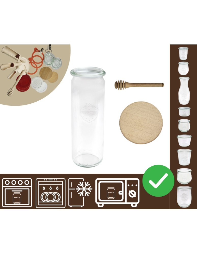 Słoiki i butelki - Słoiki WECK / drewniane wieko, nabierak słoik 600ml CYLINDER - product MODO24.PL 20