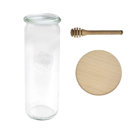 Słoiki WECK / drewniane wieko, nabierak słoik 600ml CYLINDER