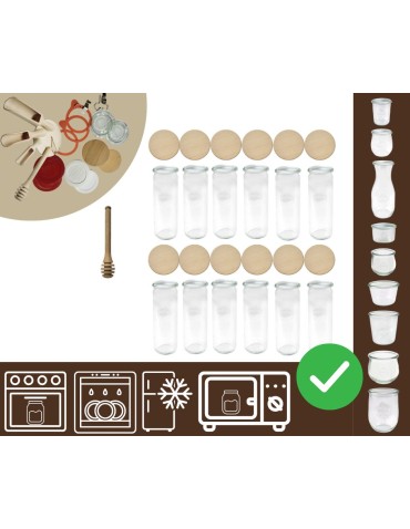 Słoiki i butelki - Słoiki WECK 12szt/ drewniane wieko, nabierak słoik 600ml CYLINDER - product 20