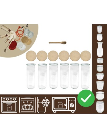 Słoiki i butelki - Słoiki WECK 6szt/ drewniane wieko, nabierak słoik 600ml CYLINDER - product 20