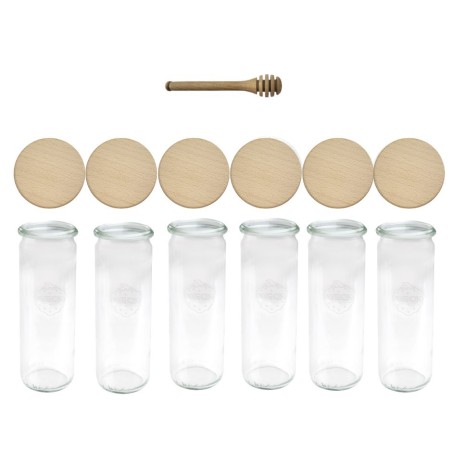 Słoiki WECK 6szt/ drewniane wieko, nabierak słoik 600ml CYLINDER