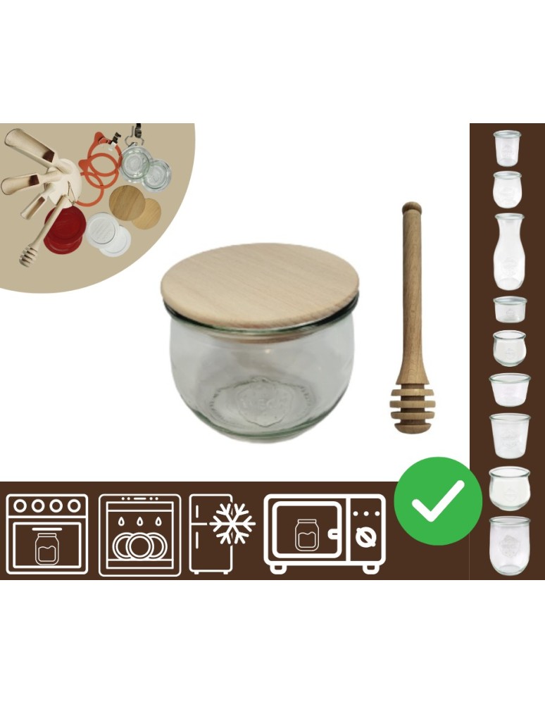 Słoiki i butelki - Słoiki WECK / drewniane wieko, nabierak słoik 580ml TULIP - product MODO24.PL 20