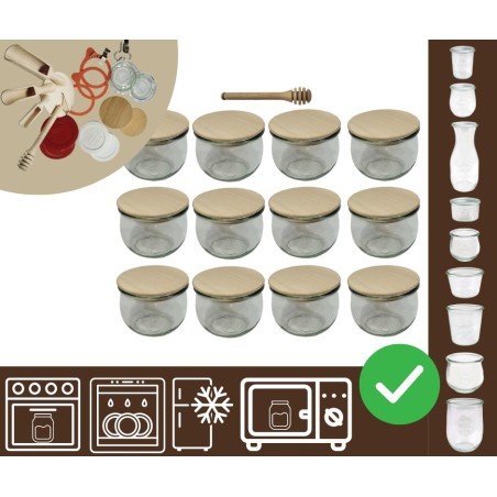 Słoiki WECK 12szt/ drewniane wieko, nabierak słoik 580ml TULIP