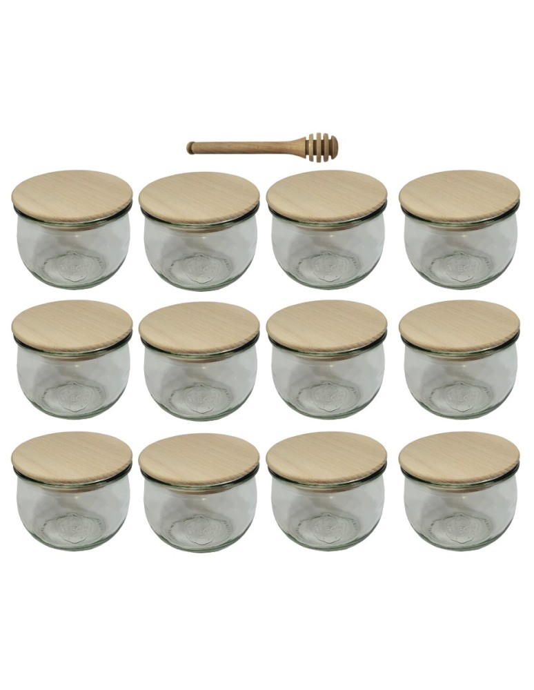 Słoiki i butelki - Słoiki WECK 12szt/ drewniane wieko, nabierak słoik 580ml TULIP - product MODO24.PL 22