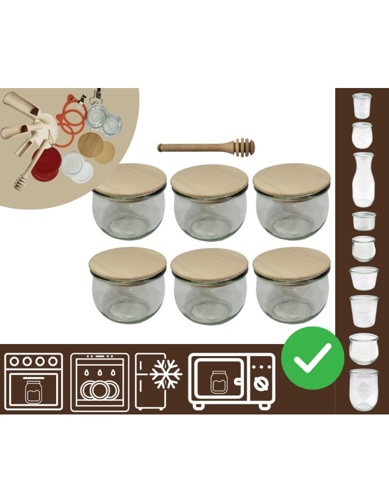 Słoiki i butelki - Słoiki WECK 6szt/ drewniane wieko, nabierak słoik 580ml TULIP - product MODO24.PL 20