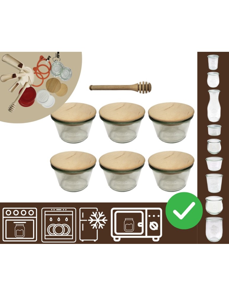 Słoiki i butelki - Słoiki WECK 6szt/ drewniane wieko, nabierak słoik 370ml MOLD - product MODO24.PL 20