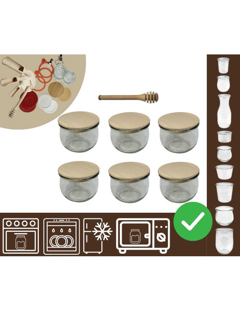 Słoiki i butelki - Słoiki WECK 6szt/ drewniane wieko, nabierak słoik 370ml TULIP - product MODO24.PL 20