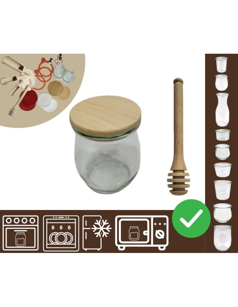 Słoiki i butelki - Słoiki WECK / drewniane wieko, nabierak słoik 220ml TULIP - product MODO24.PL 20