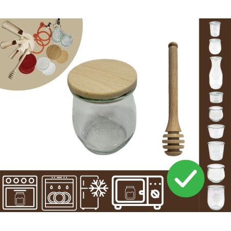 Słoiki WECK / drewniane wieko, nabierak słoik 220ml TULIP