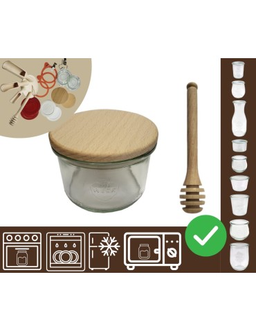 Słoiki i butelki - Słoiki WECK / drewniane wieko, nabierak słoik 200ml MOLD - product 20