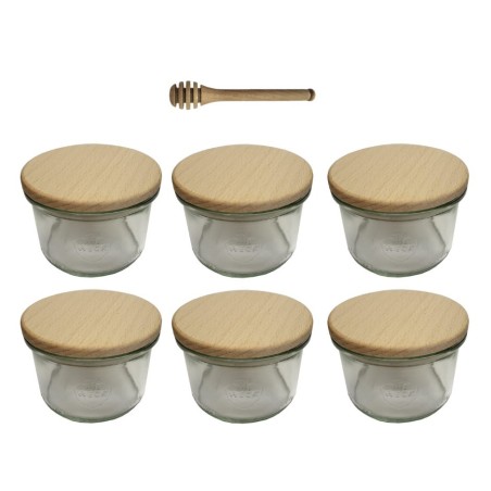 Słoiki WECK 6szt / drewniane wieko, nabierak słoik 200ml MOLD