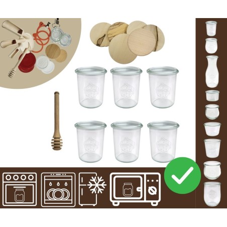 Słoiki WECK x6 / drewniane wieko, nabierak słoik 160ml MOLD