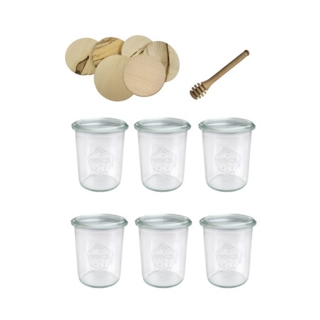 Słoiki WECK x6 / drewniane wieko, nabierak słoik 160ml MOLD