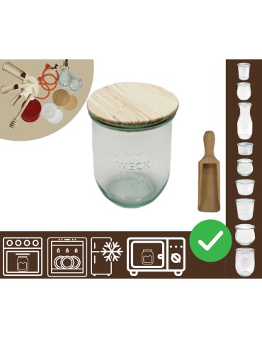 Słoiki i butelki - Słoiki WECK / drewniane wieko, miarka słoik 1l 1062ml TULIP - product 20