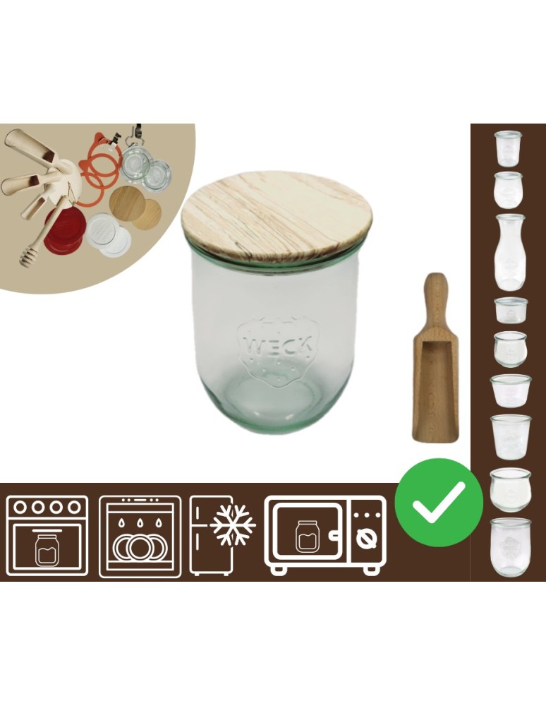 Słoiki i butelki - Słoiki WECK / drewniane wieko, miarka słoik 1l 1062ml TULIP - product MODO24.PL 20