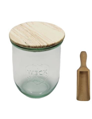 Słoiki i butelki - Słoiki WECK / drewniane wieko, miarka słoik 1l 1062ml TULIP - product 22