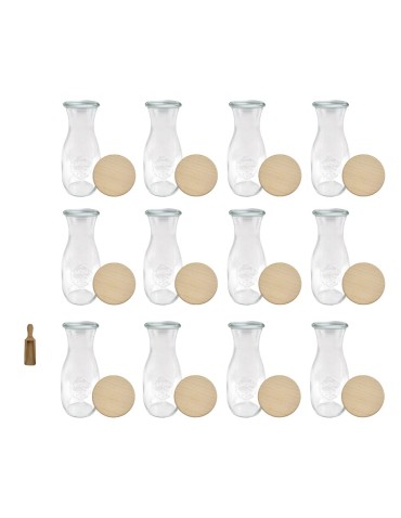 Słoiki i butelki - Słoiki WECK 12szt/ drewniane wieko, miarka KARAFKA 1l 1062ml BUTELKA - product 22