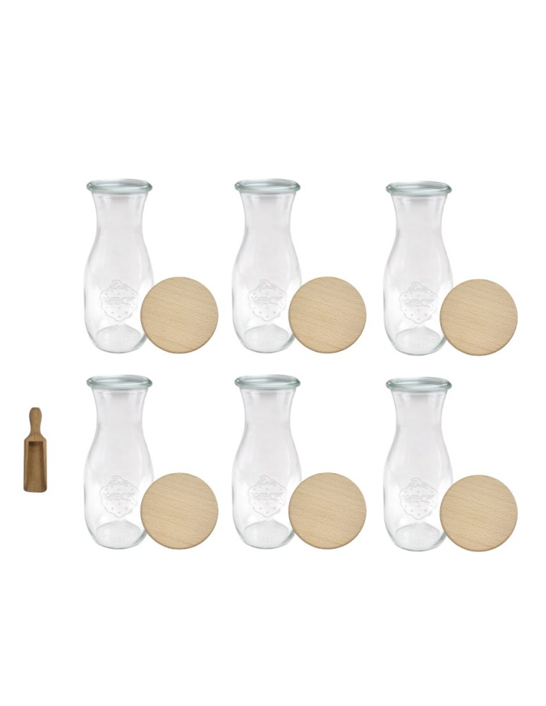 Słoiki i butelki - Słoiki WECK 6szt/ drewniane wieko, miarka KARAFKA 1l 1062ml BUTELKA - product MODO24.PL 22