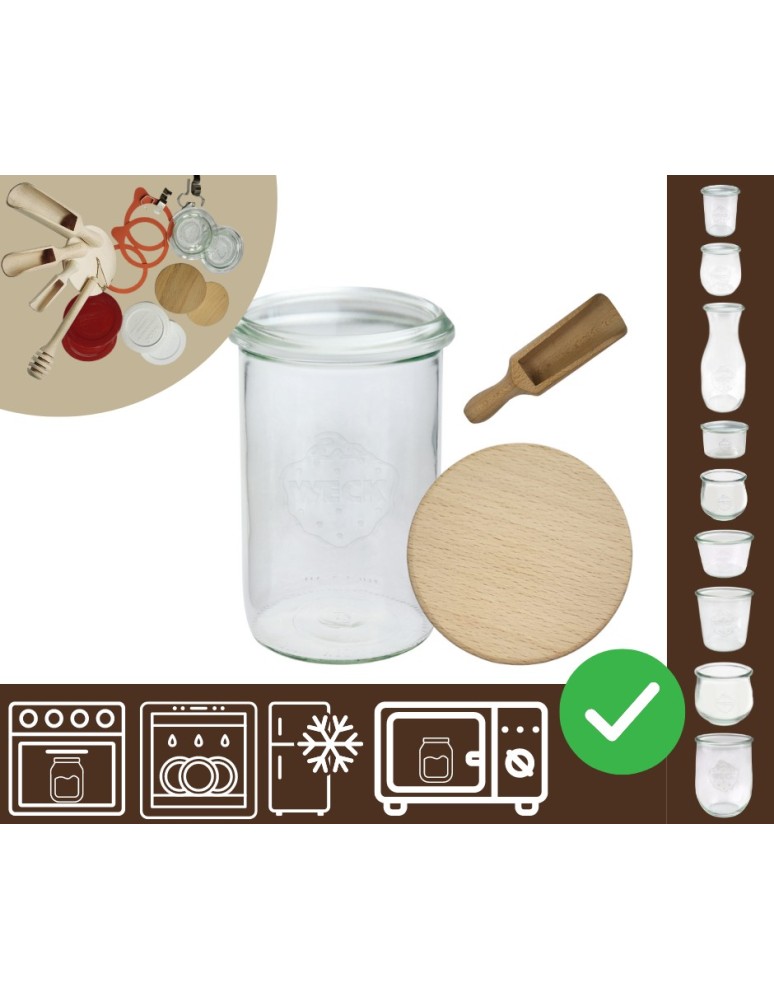 Słoiki i butelki - Słoiki WECK / drewniane wieko, miarka słoik 1050ml 1l MOLD - product MODO24.PL 20