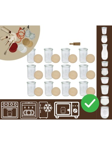Słoiki i butelki - Słoiki WECK 12szt/ drewniane wieko, miarka słoik 1050ml 1l MOLD - product 20