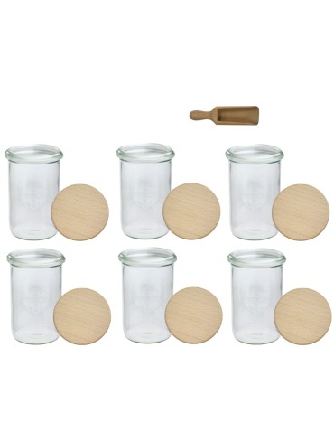 Słoiki i butelki - Słoiki WECK 6szt/ drewniane wieko, miarka słoik 1050ml 1l MOLD - product 22