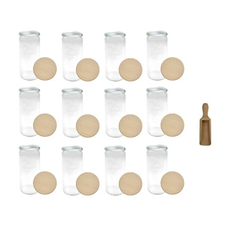 Słoiki WECK 12szt/ drewniane wieko, miarka słoik 1040ml 1l CYLINDER