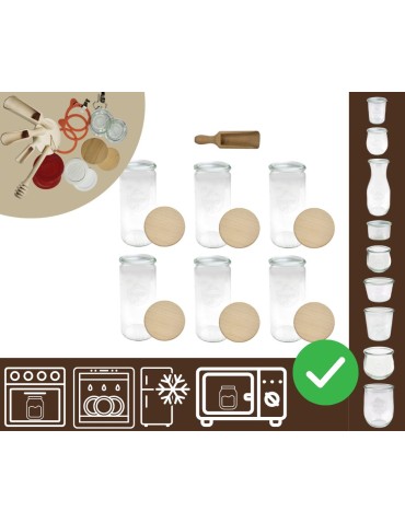 Słoiki i butelki - Słoiki WECK 6szt/ drewniane wieko, miarka słoik 1040ml 1l CYLINDER - product 20