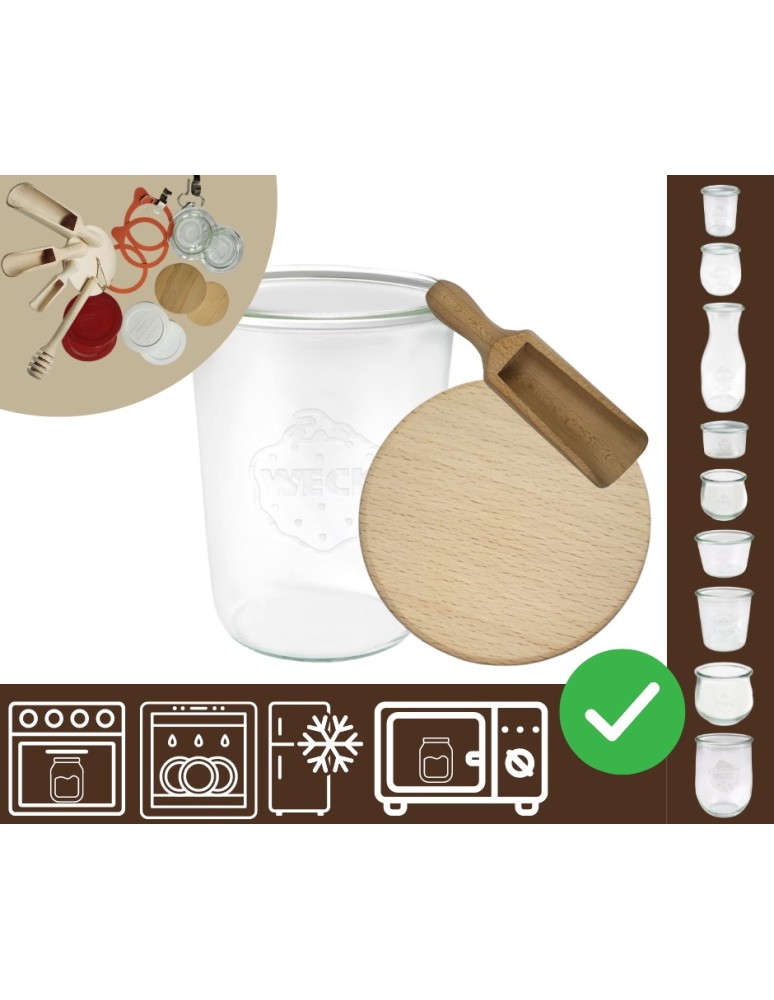 Słoiki i butelki - Słoiki WECK / drewniane wieko, miarka słoik 850ml MOLD - product MODO24.PL 20