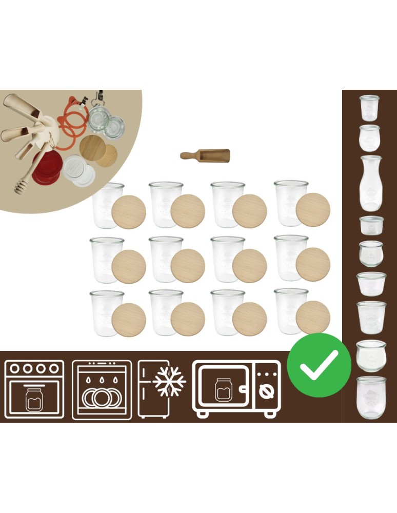 Słoiki i butelki - Słoiki WECK 12szt/ drewniane wieko, miarka słoik 850ml MOLD - product MODO24.PL 20