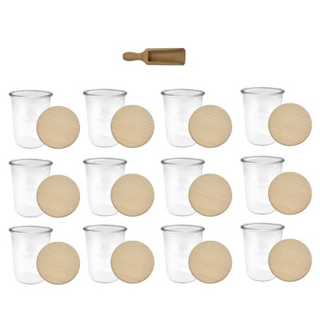 Słoiki WECK 12szt/ drewniane wieko, miarka słoik 850ml MOLD