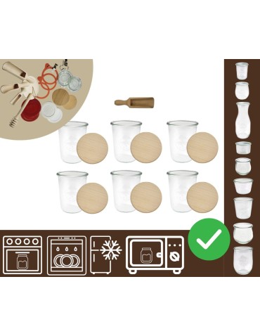 Słoiki i butelki - Słoiki WECK 6szt/ drewniane wieko, miarka słoik 850ml MOLD - product 20