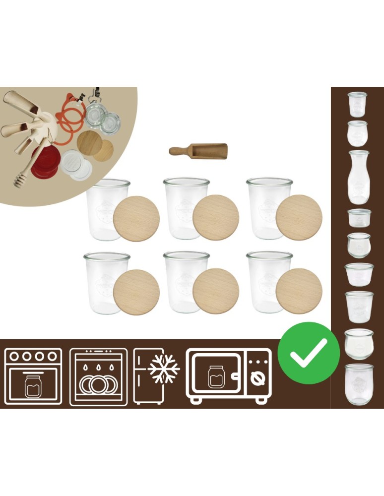 Słoiki i butelki - Słoiki WECK 6szt/ drewniane wieko, miarka słoik 850ml MOLD - product MODO24.PL 20