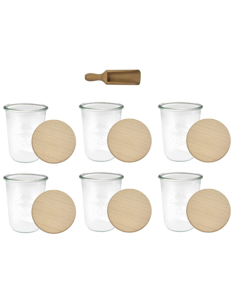 Słoiki i butelki - Słoiki WECK 6szt/ drewniane wieko, miarka słoik 850ml MOLD - product MODO24.PL 22