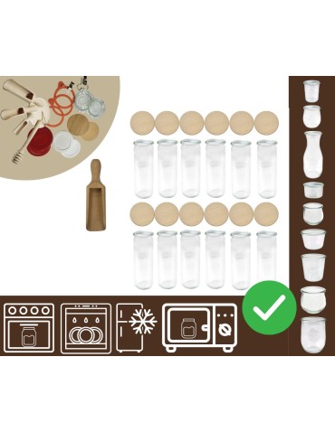 Słoiki i butelki - Słoiki WECK 12szt/ drewniane wieko, miarka słoik 600ml CYLINDER - product 20