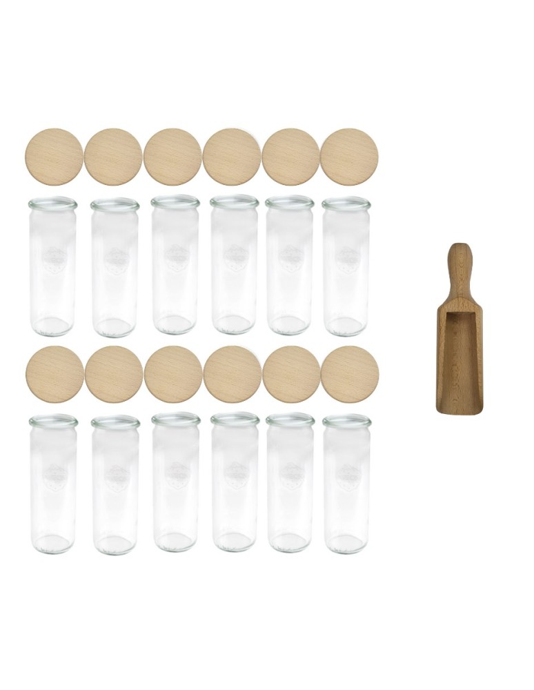 Słoiki i butelki - Słoiki WECK 12szt/ drewniane wieko, miarka słoik 600ml CYLINDER - product MODO24.PL 22
