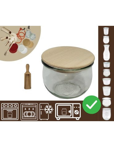 Słoiki i butelki - Słoiki WECK / drewniane wieko, miarka słoik 580ml TULIP - product 20