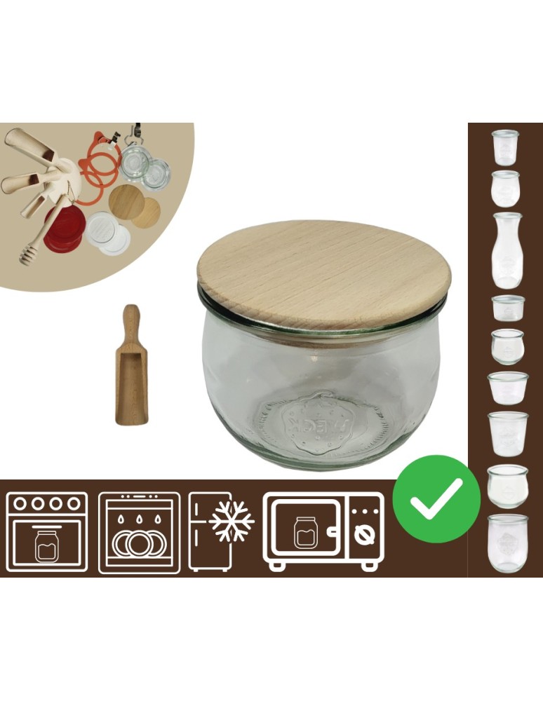 Słoiki i butelki - Słoiki WECK / drewniane wieko, miarka słoik 580ml TULIP - product MODO24.PL 20