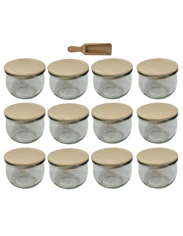 Słoiki i butelki - Słoiki WECK 12szt/ drewniane wieko, miarka słoik 580ml TULIP - product 22