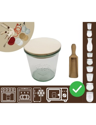 Słoiki i butelki - Słoiki WECK / drewniane wieko, miarka słoik 580ml MOLD - product 20
