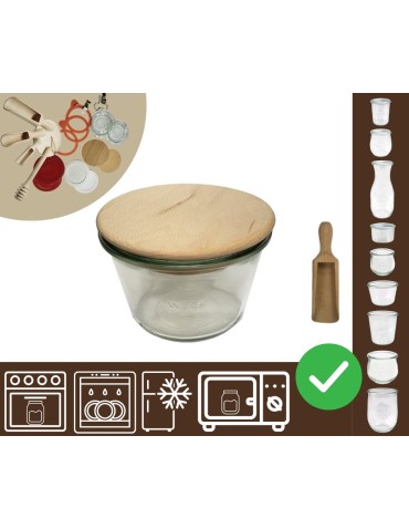 Słoiki i butelki - Słoiki WECK / drewniane wieko, miarka słoik 370ml MOLD - product 20