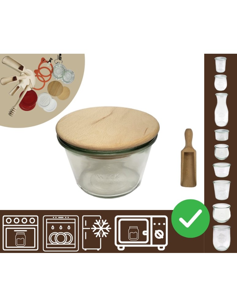 Słoiki i butelki - Słoiki WECK / drewniane wieko, miarka słoik 370ml MOLD - product MODO24.PL 20
