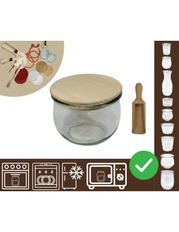 Słoiki i butelki - Słoiki WECK / drewniane wieko, miarka słoik 370ml TULIP - product 20