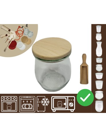 Słoiki i butelki - Słoiki WECK / drewniane wieko, miarka słoik 220ml TULIP - product 20