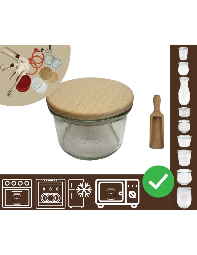 Słoiki i butelki - Słoiki WECK / drewniane wieko, miarka słoik 200ml MOLD - product MODO24.PL 20